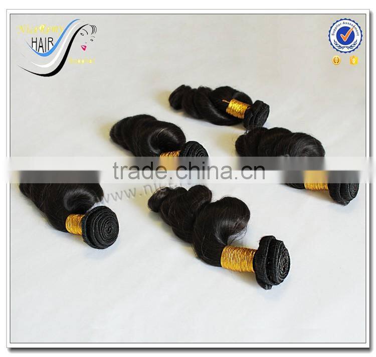 Wholesale top quality spring curl natural black hair 100% virgin human hair loose wave