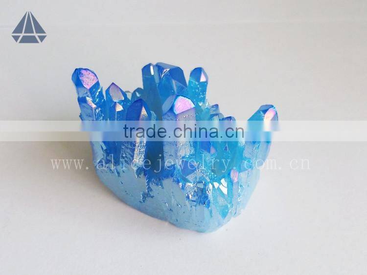 Rock blue aqua aura quartz crystal cluster healing stones cluster