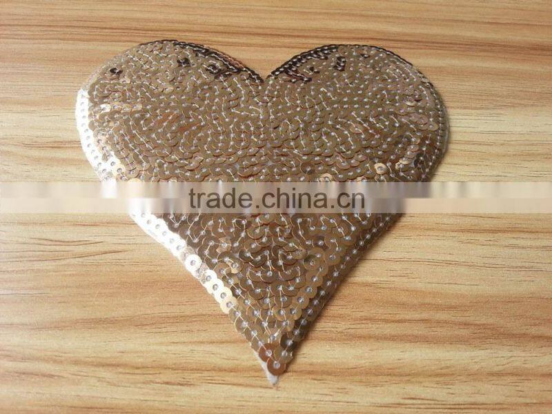Heart Shape emboridery sequin patches with heat seal -- S1432