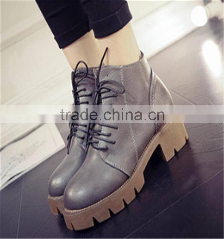 New style women platform high top lace up classy leather blue boots