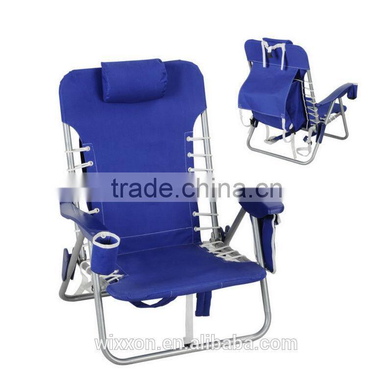 Wooden Armrests Shoulder Straps Folding Beach Chair With Sunshade