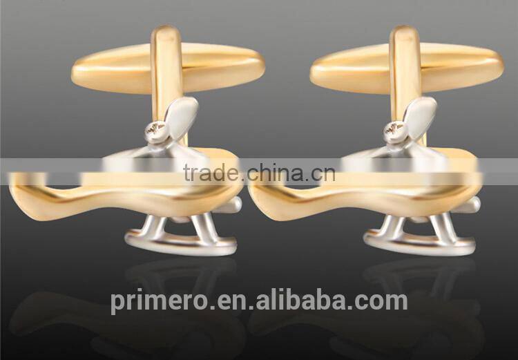 PRIMERO 2015 fashion jewelry aeroplane cufflinks Creative metal cufflinks Gold & silver plated aircraft cufflinks