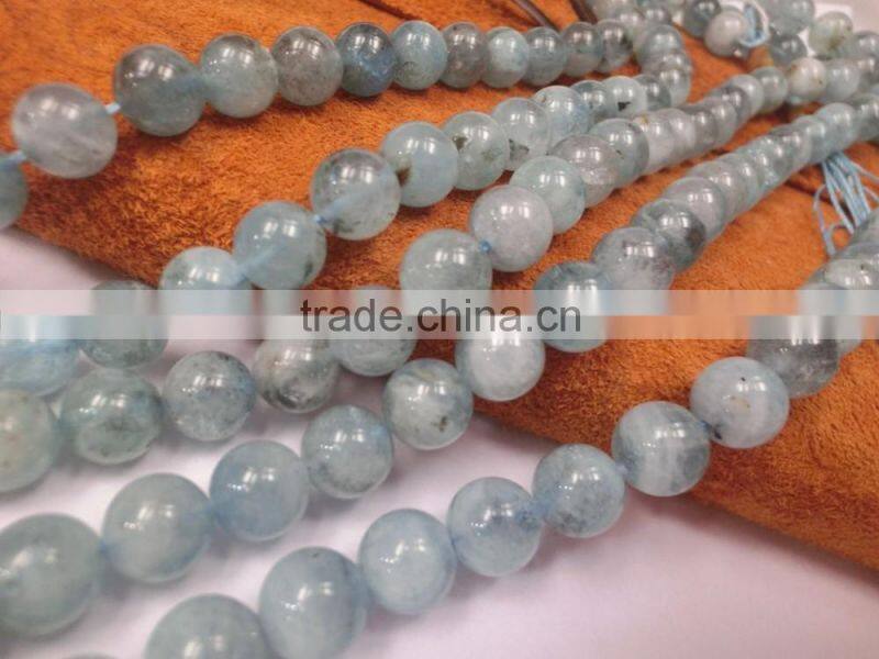 Wholesale Price Natural Gemstone Polished Aquamarine Beads Round beads