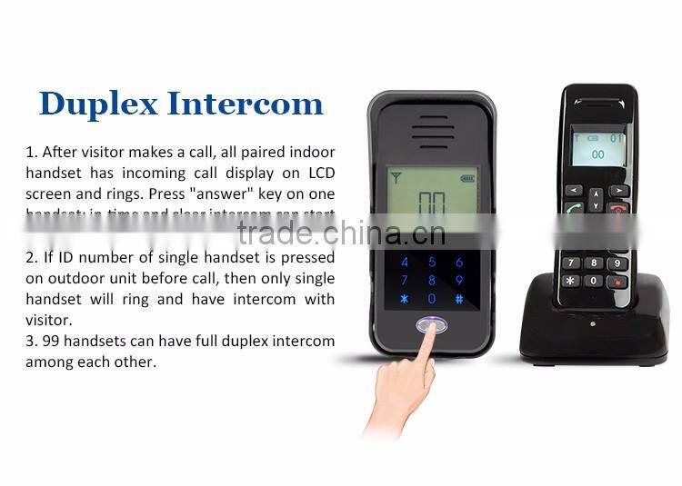 2.4G LCD Screen Display Battery Operated Audio Intercom Doorbell with Rain Cover