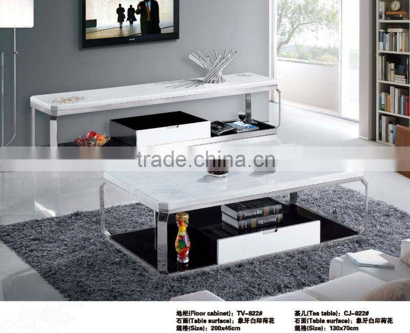 TV-822# Living room furniture travertine marble tv stand