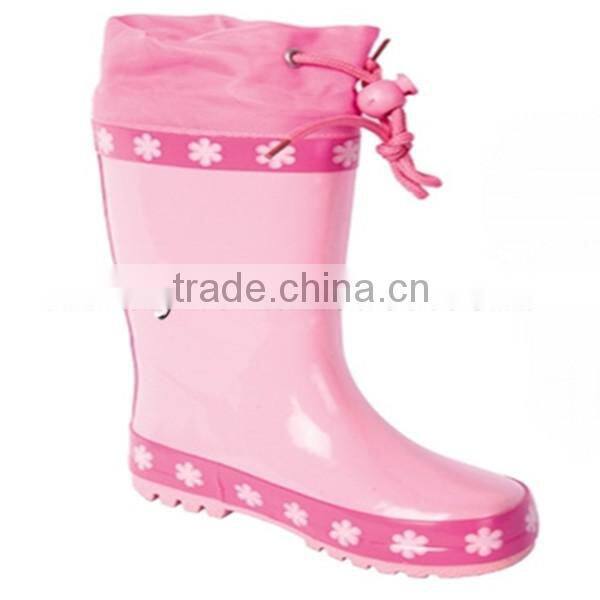 kawaii fancy kids rain boots with cartoon character,OEM rubber boots with collar,adjustable gum shoes for kids