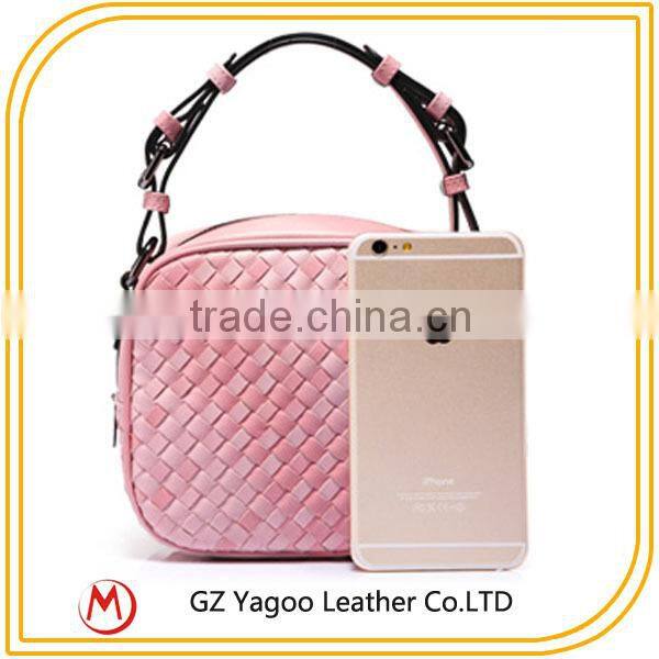 Wholesale Pink Leather Woven Teen Bags