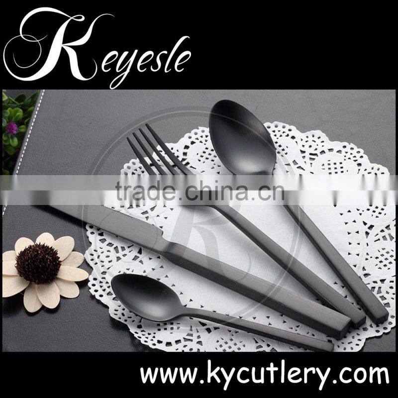 manufacture cutlery,black cutlery set,black plated flatware set