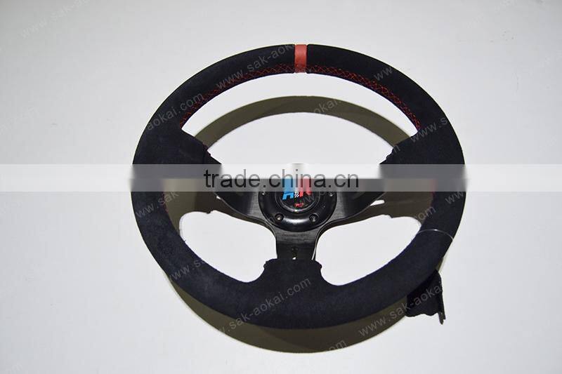 12 inch Suede Steering Wheel 85mm Deep Dish Black