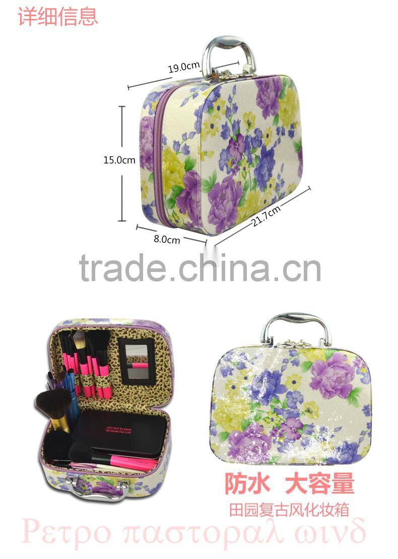 Womens Gilrs Waterproof Portable Coloful Makeup Box With Flowers