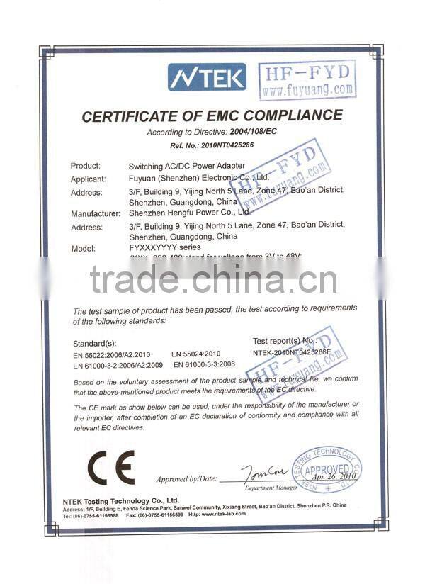 Input 100-240v output 5v 2.5a ac adapter