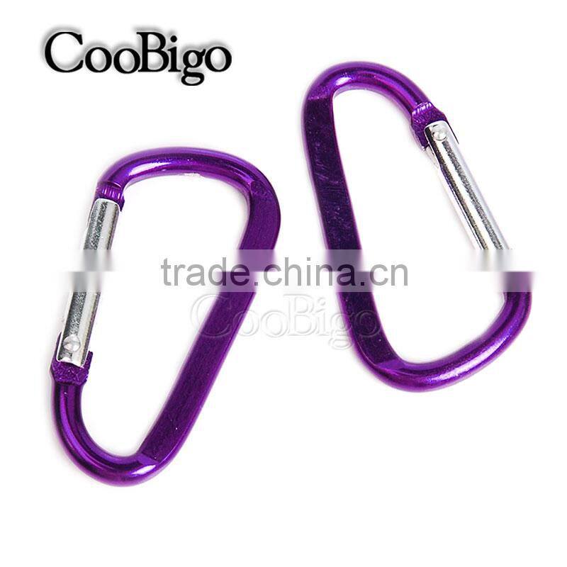 Multi-Color Aluminum Spring Flat Carabiner Snap Hook Hanger Keychain Hiking Camping #FLQ189-8C(Mix-s)