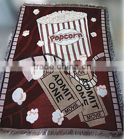 Chinese customized design woven throw and blankets, jacquard technics, 50*60" size