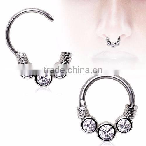 Gems Septum Nose Ring Clicker Hanger
