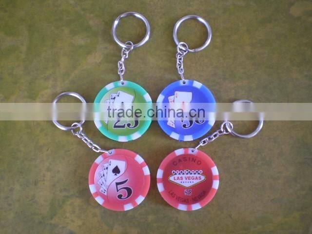 11.5g high quality ABS custom lucky poker chip keychain