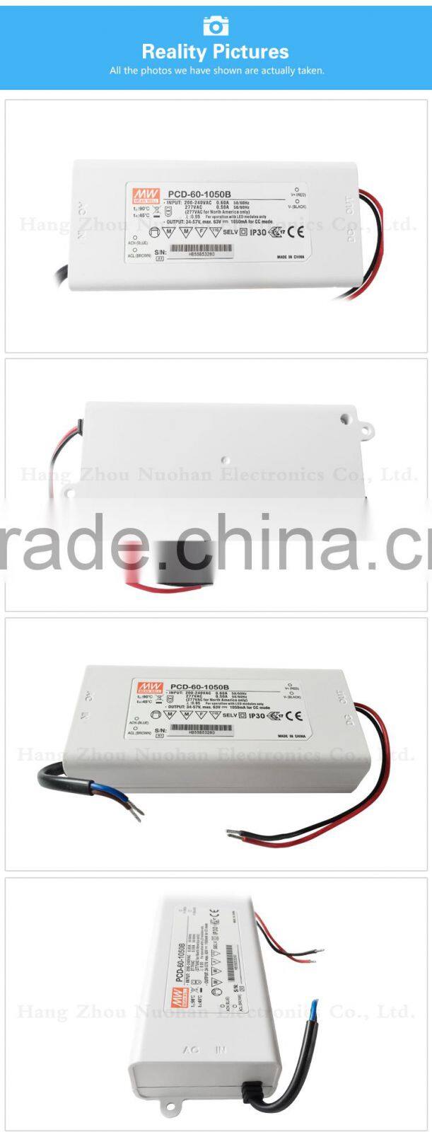 IP42 design meanwell pcd-60-1050b 60w 1050ma constant current dimmable led driver