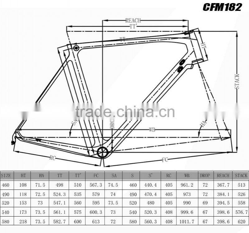 2016 CarbonBikeKits latest high quality carbon fiber 840g super light weight carbon frame carbon road bicycle CFM182