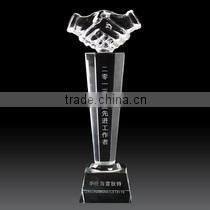 New delivery china Hot sales hand shaped crystal trophy,crystal handicrafts for business gift
