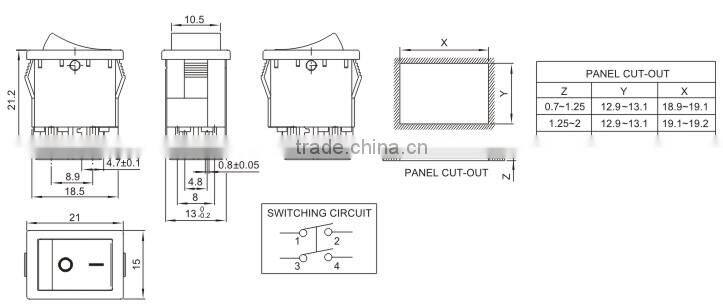 RS601D1-2010019BB ROCKER SWITCHES SERIES