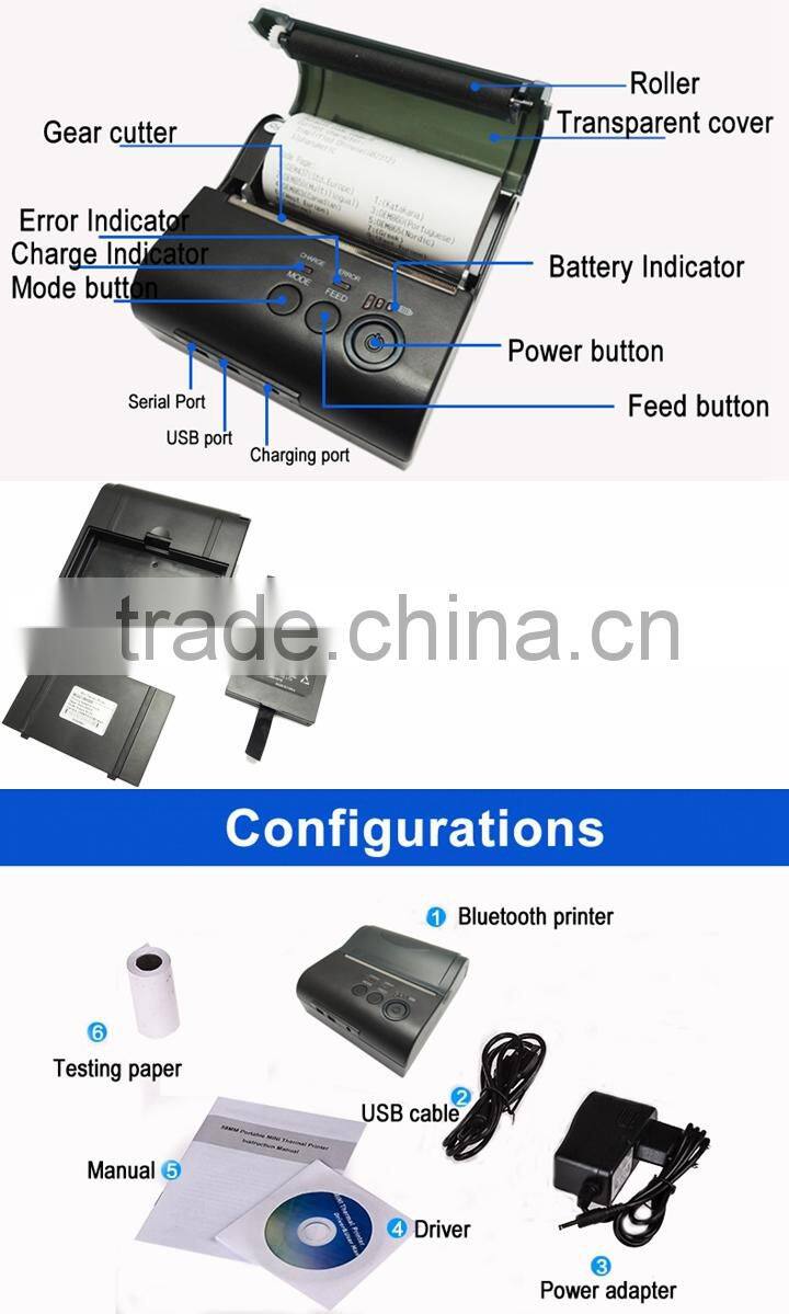 Mini Thermal Printer 80mm Paper Width Mobile Printer Wireless IMP005