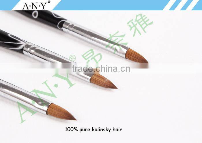 ANY Nail Art Plastic Acrylic Handle Pure Sable Nail Acrylic Brush Natural Hair