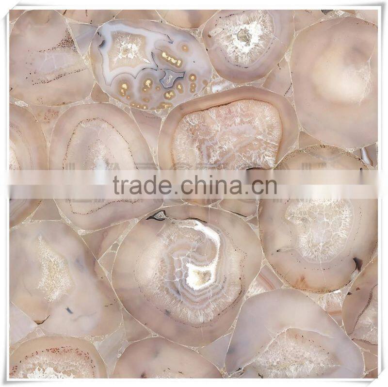 Natural agate stone polished slab Agate Stone/ White Agate Tile for counter beautiful decoration