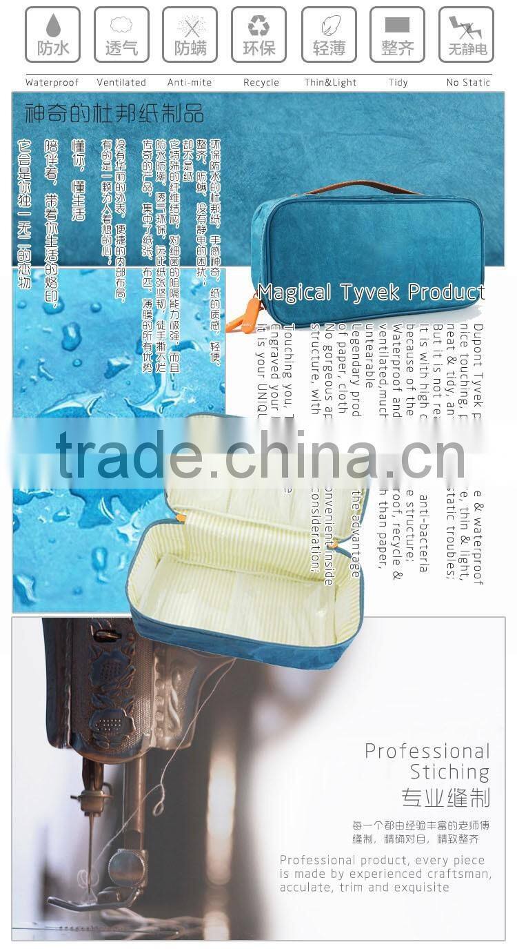 Custom Makeup Travel Promotional Fashion Tyvek Paper Cosmetic Bags make up brushes bag