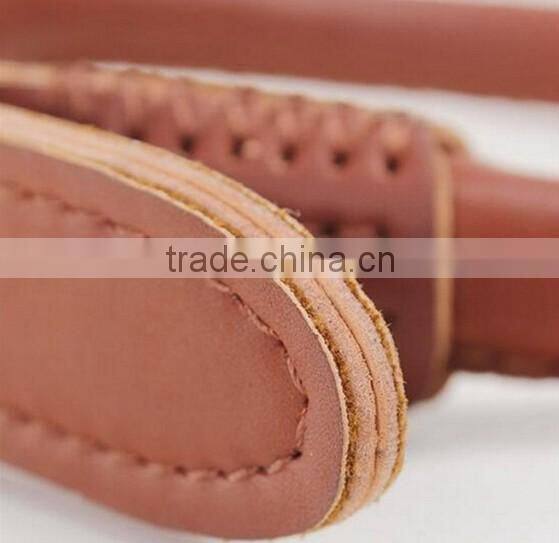 Strong Genuine Real Leather Dog Pet Cat Leash Lead Rope Collar Brown Adjustable