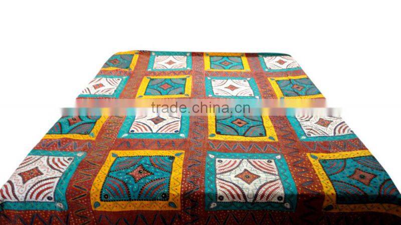 RTHBC-2 Cutwork Embroidered Patchwork Designer handmade kantha stitching queen size bed covers manufacturers and supplier