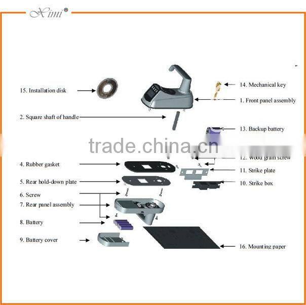 Black and silver color optional biometric fingerprint door lock with USB communication to store the record L7000 douch latch
