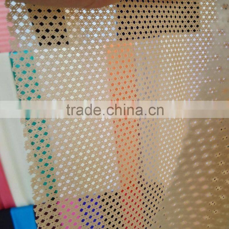 Factory new design 90/10 nylon spandex rhombus hole patern jacquard mesh fabric, garments jacquard mesh fabric