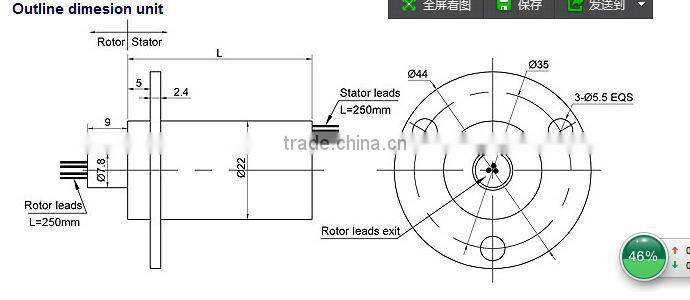 OD 22mm 5 conductors electrical contacts slip ring slip ring electrical connectors
