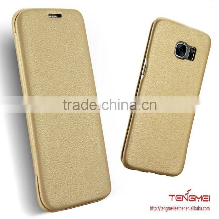 Luxury thin flip PU leather case for samsung galaxy s7 edge