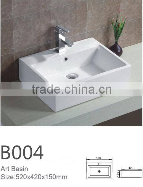 chaozhou ceramic basin square shape single hole white wash basin hot sale art basin new design hot sale art basinB004