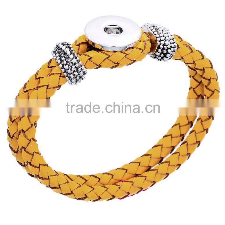 stainless steel genuine leather bracelet