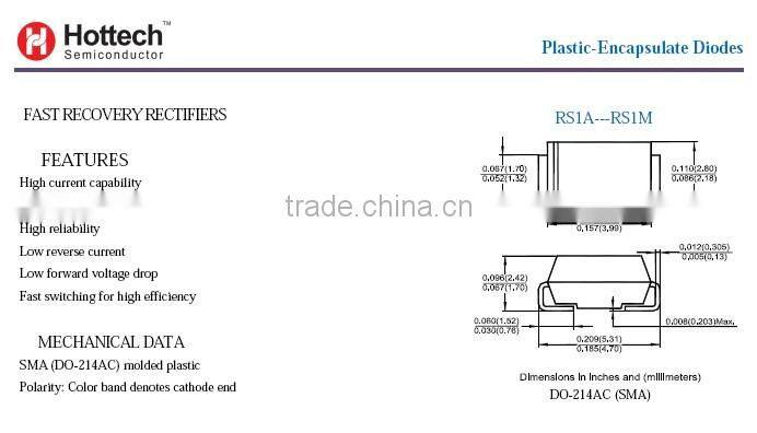 General Purpose Rectifiers Diode RS1M	1O-214AC SMA