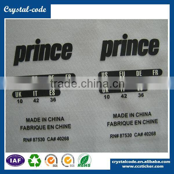 Custom printed paper silk heat press clothing label