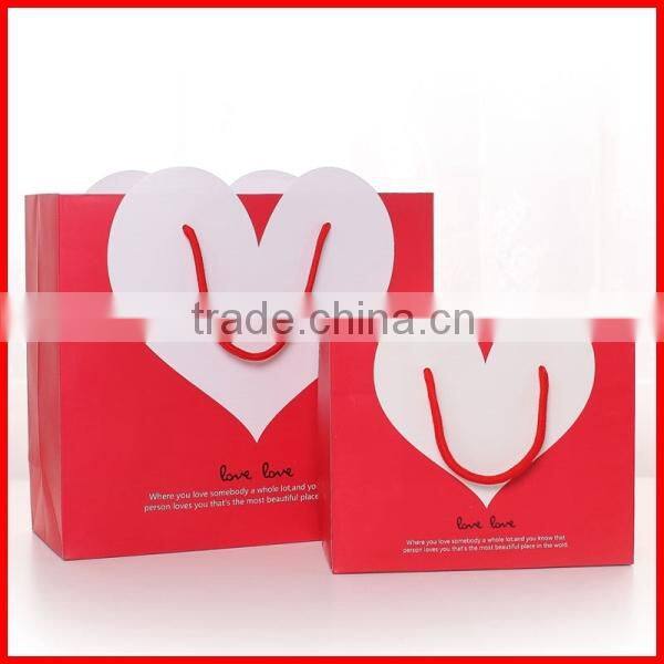 Heart Shape Designed Shopping Paper Bags With Rope Wholesale