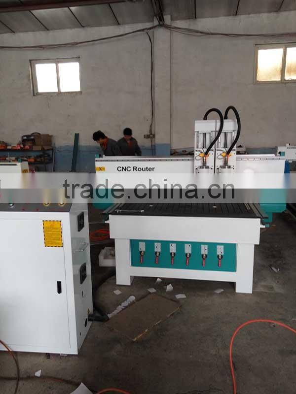 3D wood door cnc router engraving lathe machine 1325 with 2 spindle