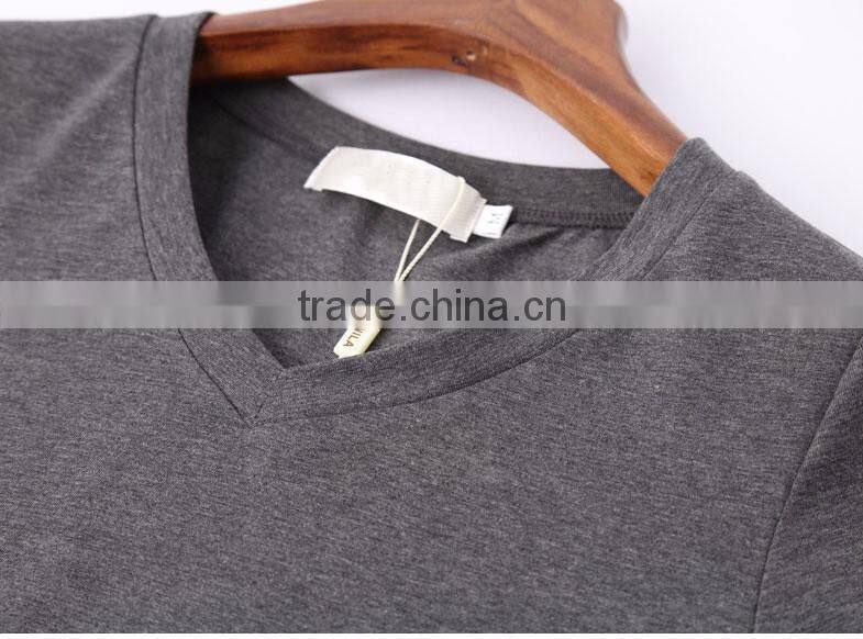 (Trade Assurance)wholesale 220g 95%cotton 5%spandex short sleeve v neck plain dyed women fitness t shirt