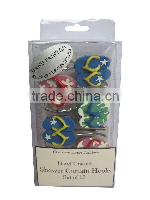 12PCS SHOWER CURTAIN HOOKS IN PVC BOX MATCHING WITH SHOWER CURTAIN