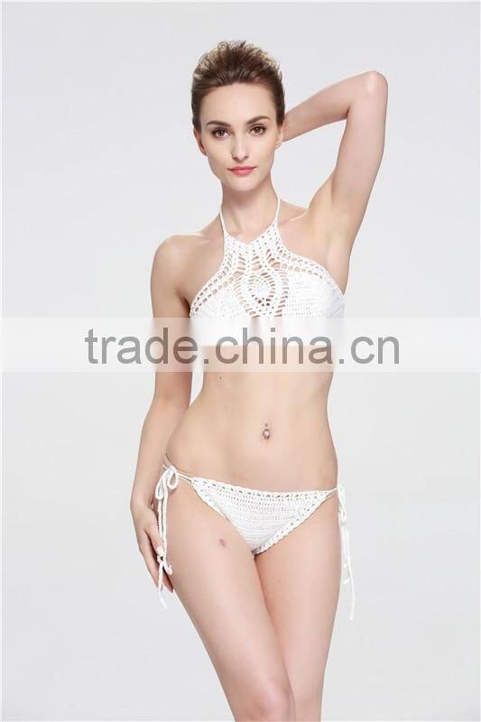 Hot sale good quality handmade crochet braided bikini swimwear for young gril