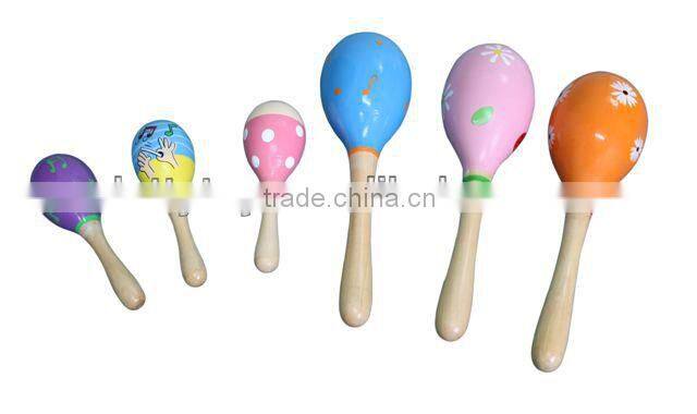 Multi Color wooden baby maracas musical toy