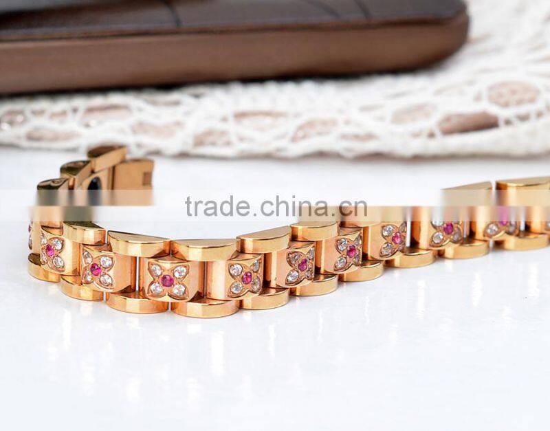 Health Care Stainless Steel Bio Magnet Energy Germanium Titanium Bracelet For Sale 2016