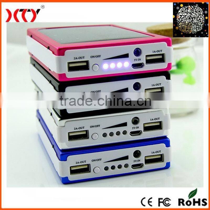 High Capacity Alloy Dual USB 10000mAh Solar Power Bank With Camping LED Light