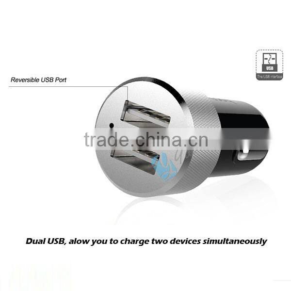 Mobile Phone Car Battery Charger White 5V Double USB Charger 2A
