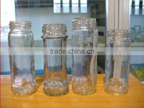 straight round shape condiment glass bottle with plastic lid