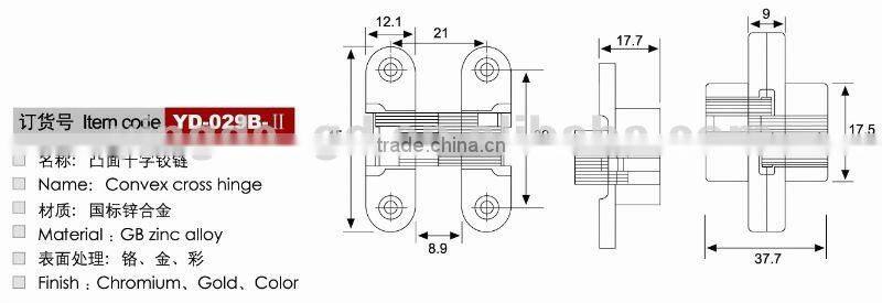 Zinc alloy cross hinge/concealed hinge for furniture