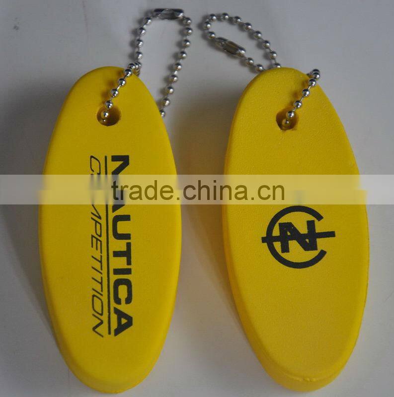 Custom made oval pu float key chain , floating sponge pu keychain