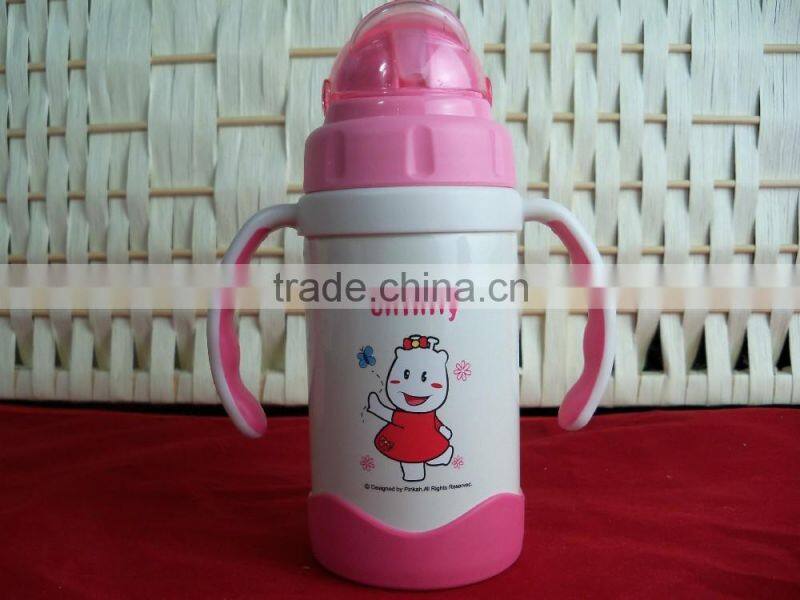 hard Plastic Stainless Steel Children vacuum cups with straw